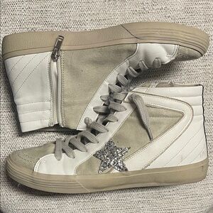 ShuShop White and Gray High-Top Sneakers (Sz 10)